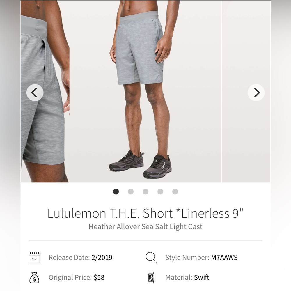 🍋Men’s Lululemon T.H.E. Short Linerless 9"
Heather Allover SeaSalt Lt Cast sz M🍋